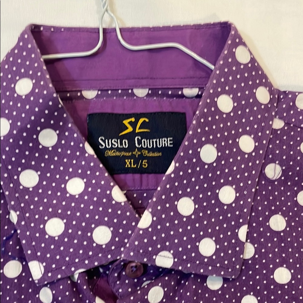 Purple Polka Dot Shirt by Suslo Couture